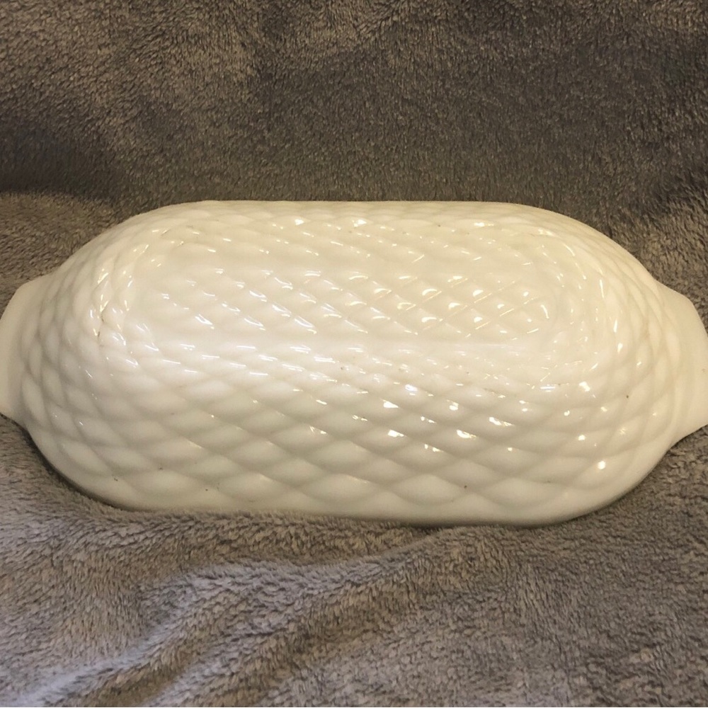 Milk Glass Serving Dish 13”X7”